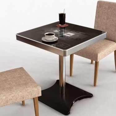 Contemporary bistro table - D-Néo - DYMENSION - metal / chromed metal base / square