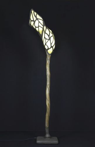 Floor-standing lamp - CHRYSALIDE - JOËL BARTZ - wood / glass / stone