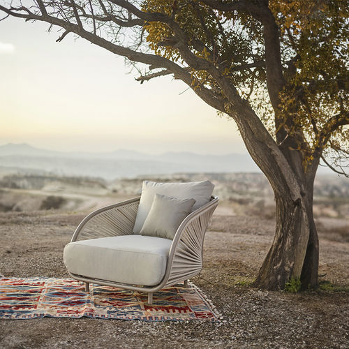 Design armchair - BARLA  - Yaaz - Sunbrella® / aluminum / rope