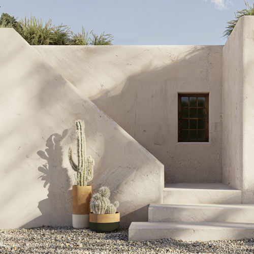 Clay planter - KUVA R50 - Yaaz - round / design / beige