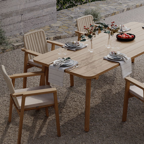 Design table - UZ - Yaaz - teak / teak base / rectangular