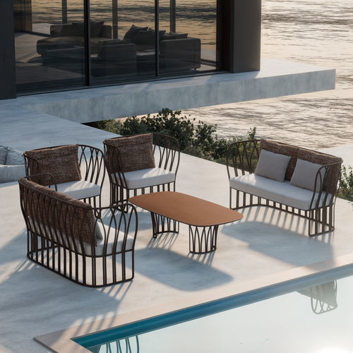 Design coffee table - KORU - Yaaz - aluminium / aluminum base / rectangular