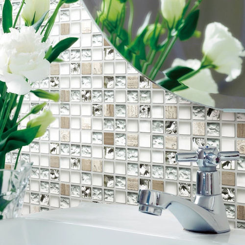 Glass mosaic tile - EVERLASTING SERIES - TESSERE - high-gloss / embossed / indoor