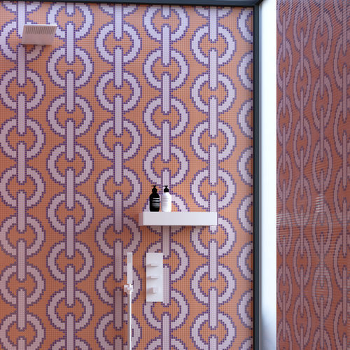 Lava mosaic tile - CHAIN ARANCIO  - TESSERE - natural stone / recycled glass / stone
