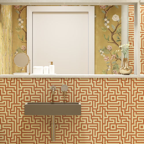 Marble mosaic tile - LABYRINTH GINGER - TESSERE - lava / natural stone / recycled glass