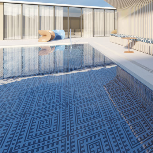 Lava mosaic tile - MAYAN AZZURRO - TESSERE - natural stone / recycled glass / stone