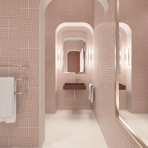 Marble mosaic tile - OVERLAP ROSA  - TESSERE - natural stone / recycled glass / high-gloss