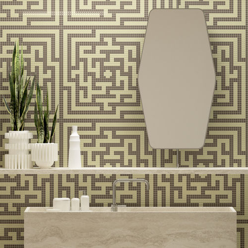 Marble mosaic tile - PUZZLE STRAW - TESSERE - lava / natural stone / recycled glass