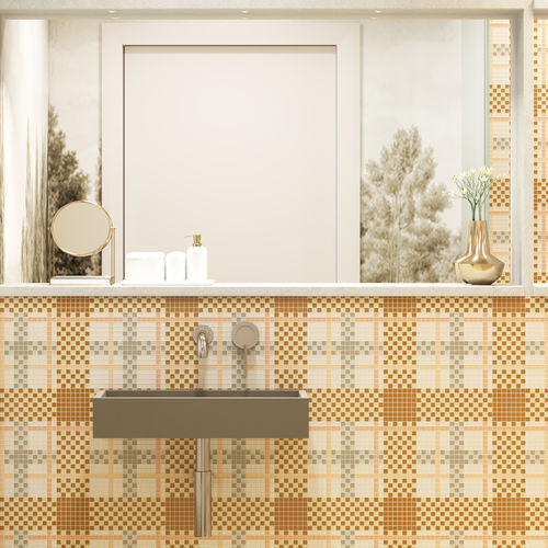 Marble mosaic tile - TARTAN MIELE - TESSERE - lava / natural stone / recycled glass
