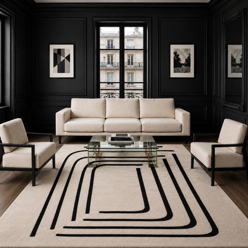 Contemporary rug - SEPIA - Softicated - artistic / monochrome / abstract motif