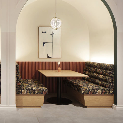 Contemporary dining table - Specialist Joinery Group - wooden / painted metal base / square