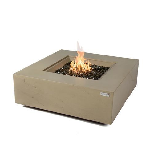 Gas fire pit - ULURU - ELEMENTI - cement-glass composite / square / gray