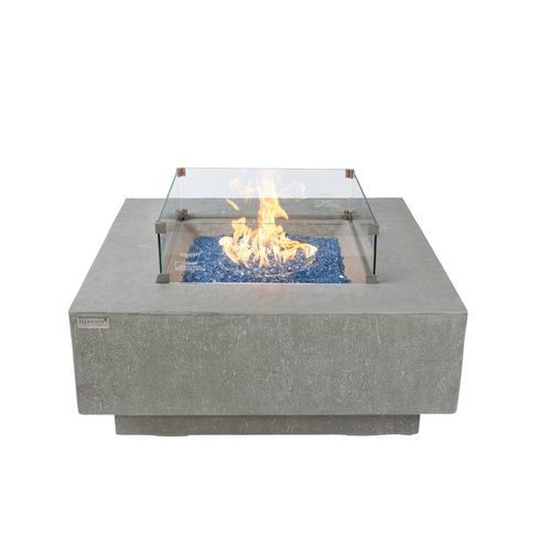 Gas fire pit - VICTORIA - ELEMENTI - cement-glass composite / square