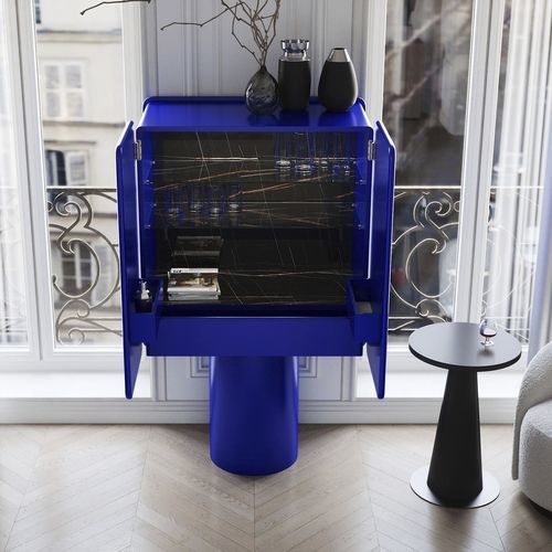 Contemporary bar cabinet - REGIS Ultramarine - ULTRAMOBILI - glossy lacquered wood / glass / ceramic