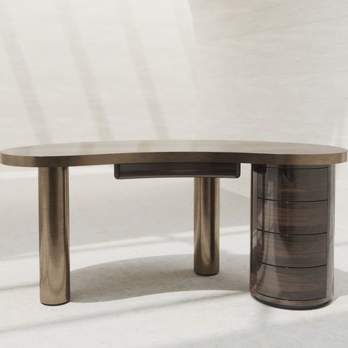 Free-standing desk - SENECA - ULTRAMOBILI - contemporary / metal / eucalyptus