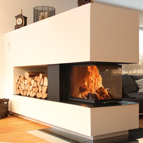 Closed wood hearth - 48x72x51 S3 2.0 - AUSTROFLAMM - 3-sided / metal / glass
