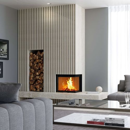 Closed wood hearth - 63x40x51 S 2.0 - AUSTROFLAMM - corner / metal / glass