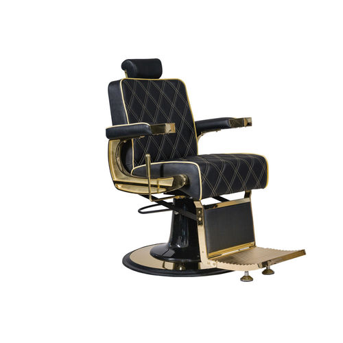 Leather barber chair - Crew - WEELKO BARCELONA - aluminum / with footrest / with headrest