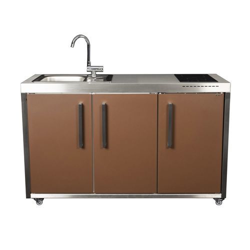 Small kitchenette - MO 150 - Stengel Steel Concept GmbH - brushed stainless steel / polished stainless steel / with handle