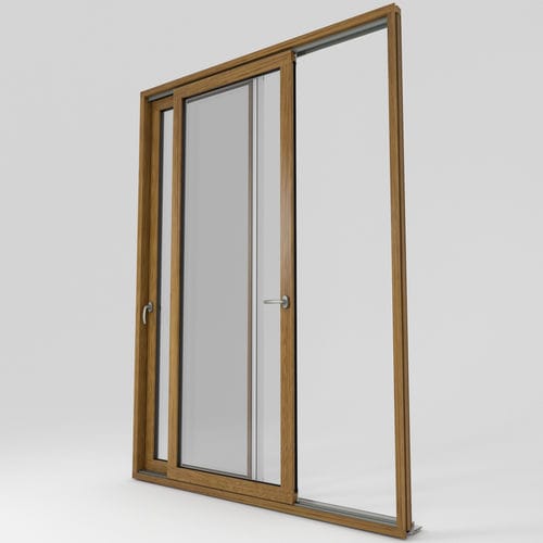 Sliding patio door CM80 CASTES INDUSTRIES SAS aluminum / wooden