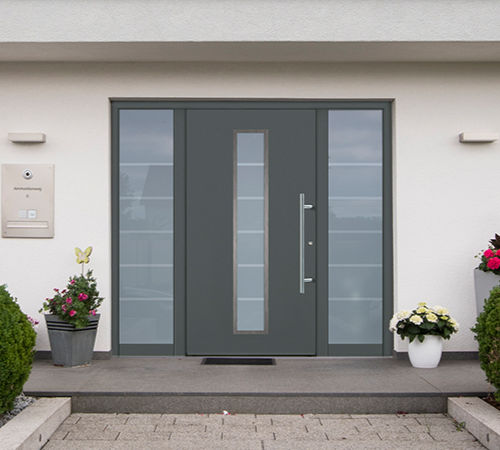 Aluminum door - KAT Séries - Groke Türen GmbH - entry / wooden / glass