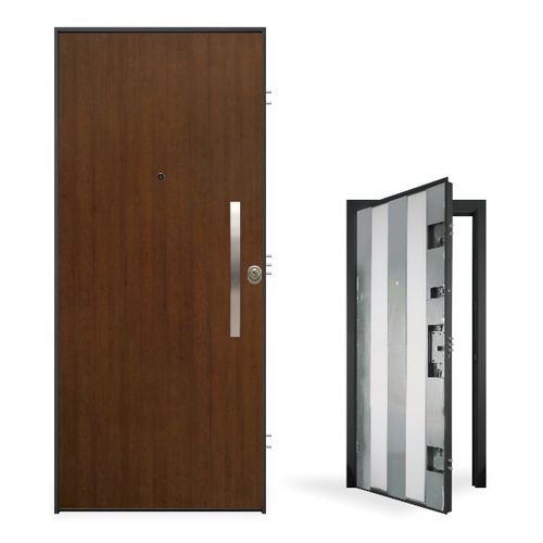 Entry door - Ghost - GRUPPO PRIMAVERA SRL - walnut / galvanised steel / melamine