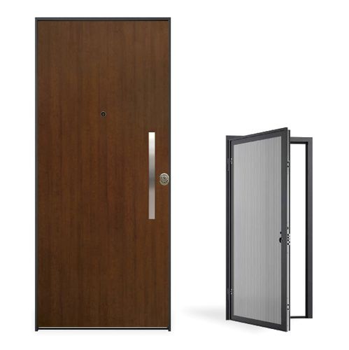 Interior door - Evolution - GRUPPO PRIMAVERA SRL - walnut / aluminum / galvanised steel