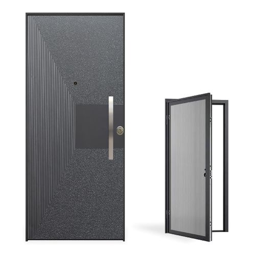 Entry door - Evolution Lux - GRUPPO PRIMAVERA SRL - aluminum / galvanised steel / melamine