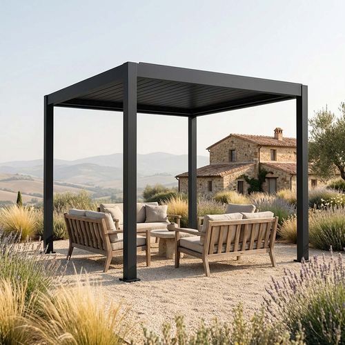 Anchored pergola - LYRA T6 - Maanta - self-supporting / painted aluminum / aluminium
