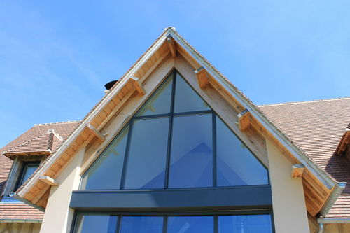 Aluminum window - ALU-GLASS - casement / gray / white