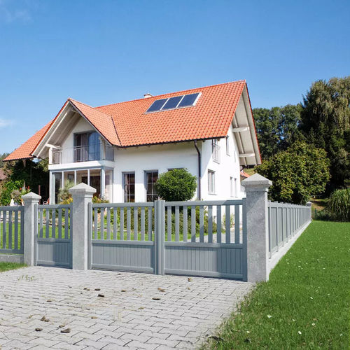 Swing gate - PINDE - PREFALU - sliding / aluminum / louvered