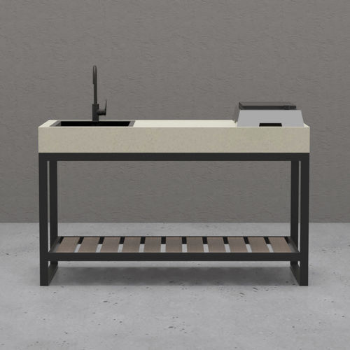 Small kitchenette - ELEMENTO one - EOVLUTA d.o.o. - in WPC / stainless steel / concrete