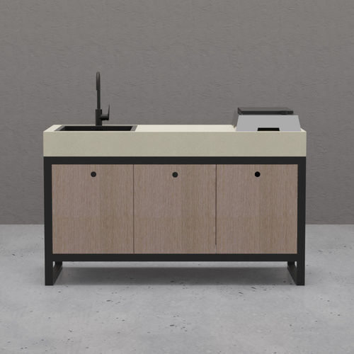 Small kitchenette - ELEMENTO two - EOVLUTA d.o.o. - stainless steel / HPL / concrete