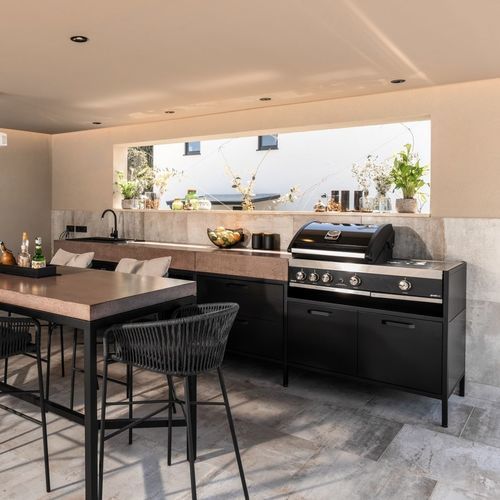 Small kitchenette - POP three - EOVLUTA d.o.o. - concrete / stainless steel / high-density polyethylene (HDPE)