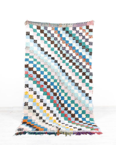 Vintage rug - 64-1-3-2-5-5 - MUSMUS RUGS - plaid / rectangular / hand-woven