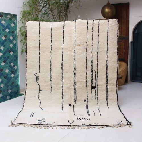 Minimal rug - Beni Ourain - MUSMUS RUGS - patterned / wool / rectangular