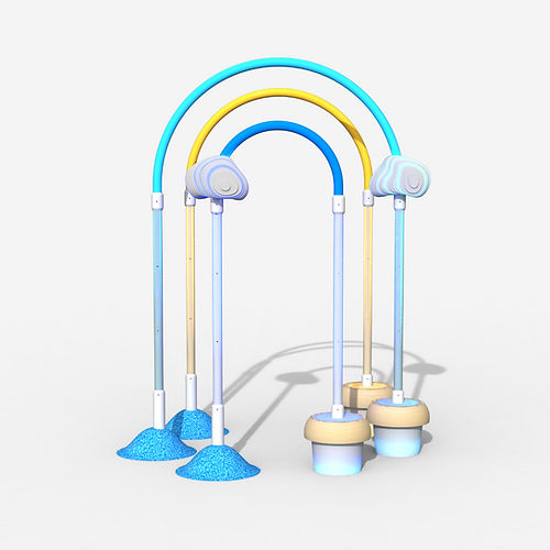 Triple pull-up bar - RAINBOW TWINKLE POLES™   - Play 9 Studios - steel / Solid Surface / acrylic