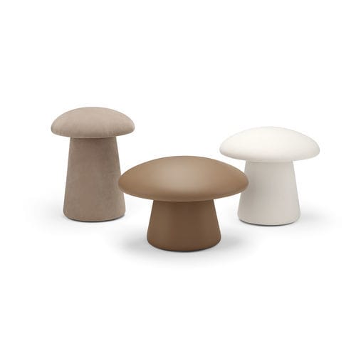 Contemporary pouf - Ugo - SARTORIS by MAXDIVANI - fabric / leather / round
