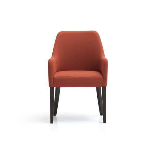 Contemporary armchair - RODES - TM Leader Contract - fabric / wooden / red