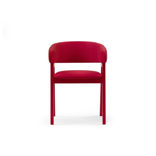 Contemporary armchair - ZARINA - TM Leader Contract - fabric / wood / red