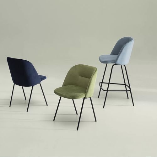 Contemporary stool - DUNA - TM Leader Contract - fabric / wooden base / metal base