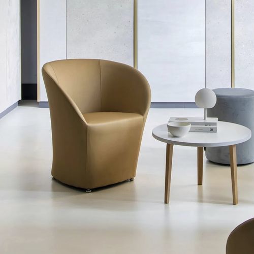 Contemporary armchair - CLEO - TM Leader Contract - leather / fabric / polyurethane