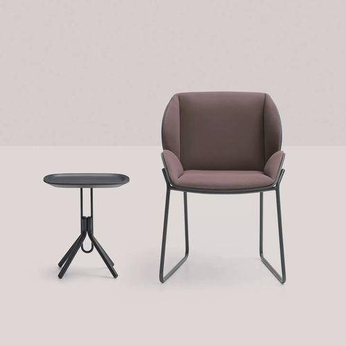 Contemporary side table - RIALTO - TM Leader Contract - metal / wooden / metal base