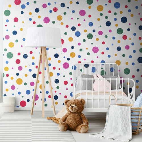 Contemporary wallpaper - Happy Dots - SPAGHETTIWALL - cellulose fiber / nonwoven fabric / patterned