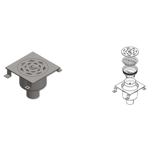 Stainless steel floor drain - WPA-2P-5-F-75-U - Vibroser - bathroom / patio / grated