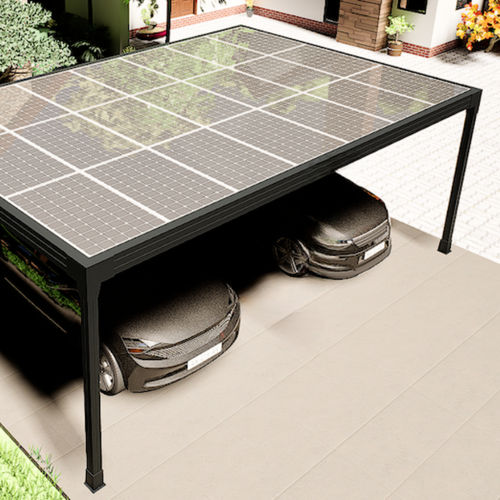 Solar carport - Produtia - for parking lots / custom-made / precast