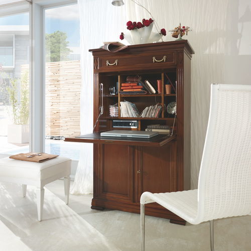 Directoire style secretary desk - 6375 Villa Borghese - Bordini arredamenti - leather / wood veneer / cherrywood