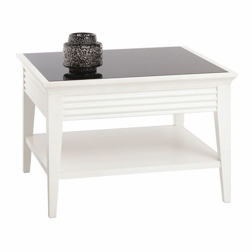 Traditional side table - 3233 Luna - Bordini arredamenti - wood veneer / cherrywood / tempered glass