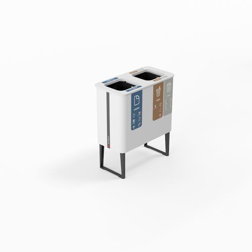 Public trash can - Globular 40×2 - BINBINgroup - recycling / with legs / bamboo