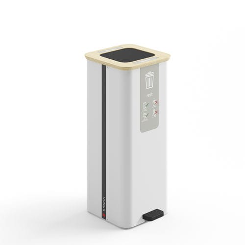 Public trash can - Pedal 60×1 - BINBINgroup - recycling / powder-coated steel / lacquered MDF